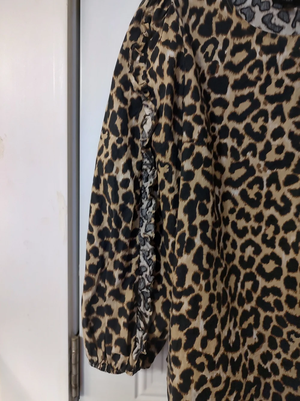 J. Crew Leopard Print Puff-Sleeve Top in Tan/Black